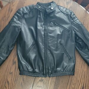 Vintage Brooks Leather Sportswear Black Motorcycle Jacket 42